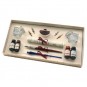 Conjunto de Escritura con 2 Elegantes Plumas de Madera y Cristal