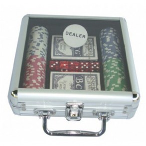 Set de Póker 100 fichas en Estuche Aluminio Frontal Transparente