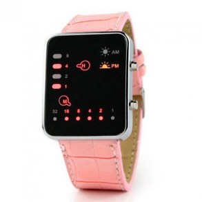 Reloj LED Binario correa color Rosa