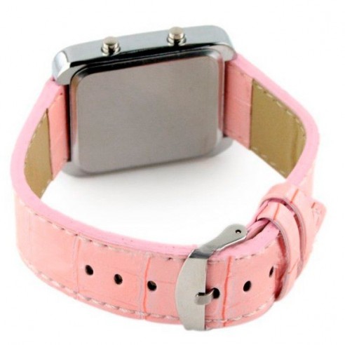 Reloj LED Binario correa color Rosa