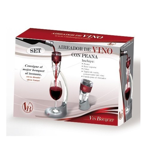 Aireador Vinos con Peana, Base, Filtro y Bolsa Terciopelo