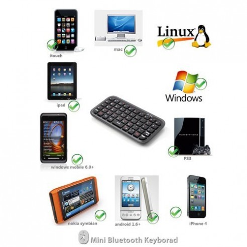 Mini Teclado Bluetooth para iPad, Smartphones y PS3