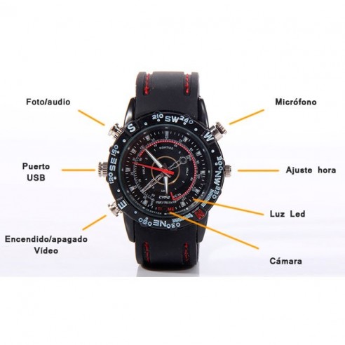 Reloj Espía Deportivo Resistente al Agua 8 GB