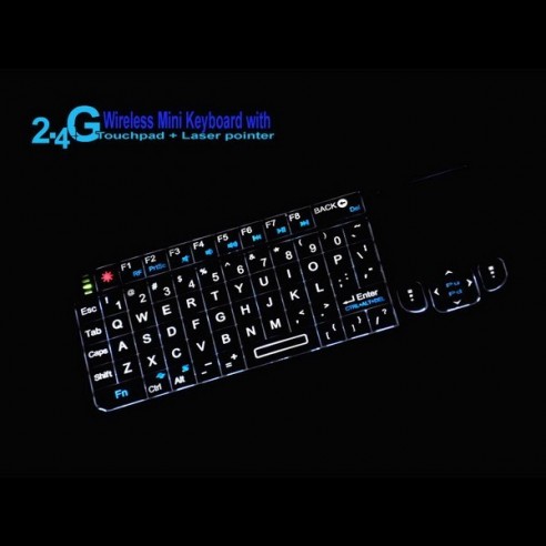 Mini Teclado Inalámbrico 2,4Ghz con Touchpad y Puntero Láser