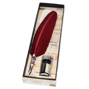 Conjunto Escritura Pluma Ave con Tintero