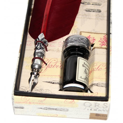 Conjunto Escritura Pluma Ave con Tintero
