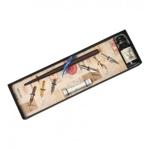 Pluma madera con 6 plumillas