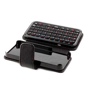 Mini Teclado Inalámbrico Bluetooth para iPhone 4 con Funda Cuero