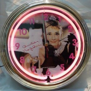 Reloj Pared Neón Luminoso Audrey Hepburn