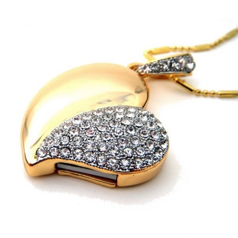 Colgante Joya USB 8GB Corazón Dorado
