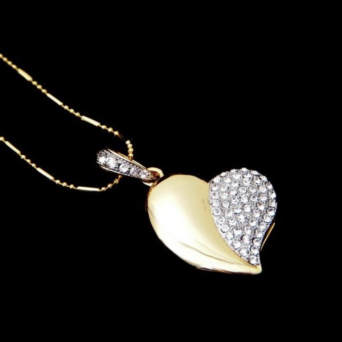 Colgante Joya USB 8GB Corazón Dorado