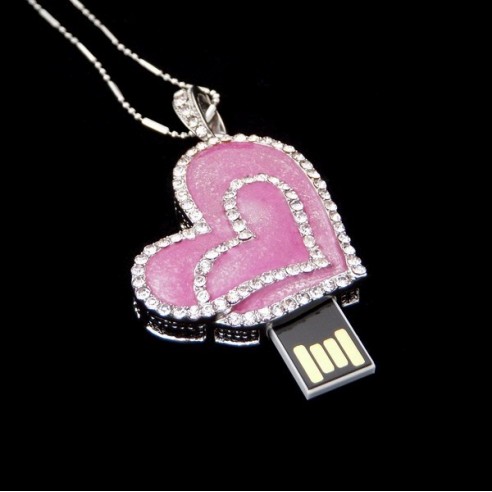 Colgante Joya USB 8GB Corazón Rosa