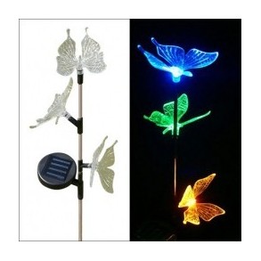 Lámpara Solar Jardín con Luces LED Multicolor y Diseño Mariposas