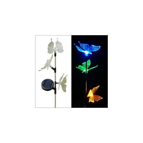 Lámpara Solar Jardín con Luces LED Multicolor y Diseño Mariposas