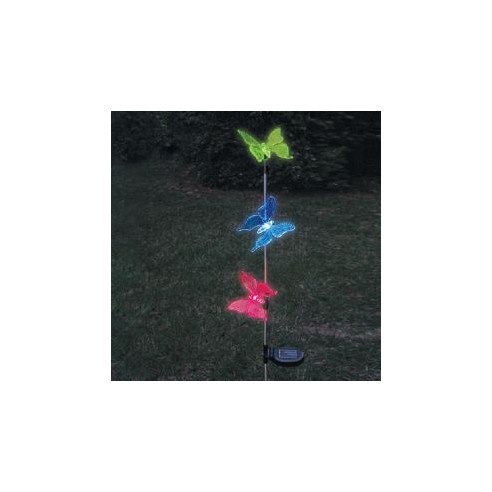 Lámpara Solar Jardín con Luces LED Multicolor y Diseño Mariposas