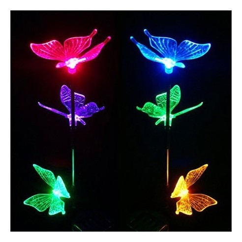 Lámpara Solar Jardín con Luces LED Multicolor y Diseño Mariposas