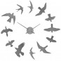 Reloj Adhesivo de Pared con Diseño Original Birds Cromado