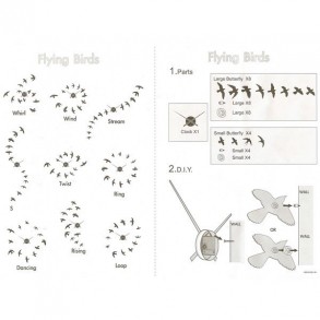 Reloj Adhesivo de Pared con Diseño Original Birds Cromado 2