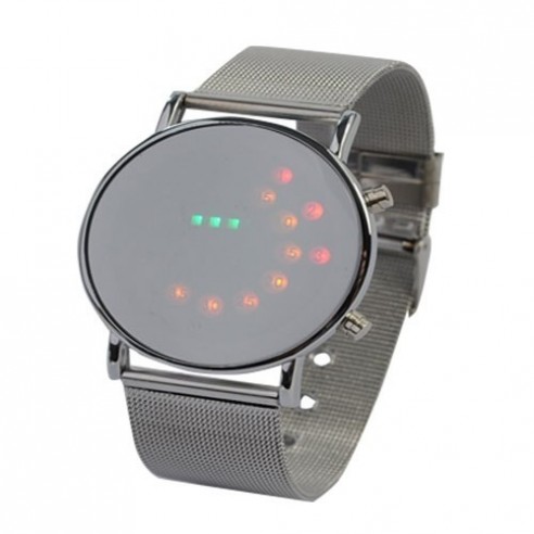 Reloj Led Espejo y Esferas Colores Metálico