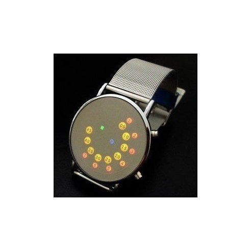 Reloj Led Espejo y Esferas Colores Metálico