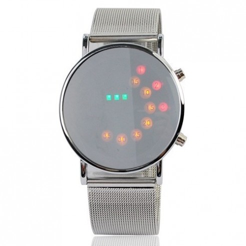 Reloj Led Espejo y Esferas Colores Metálico
