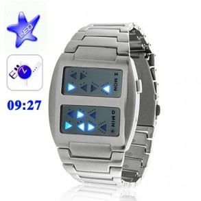 Reloj Led Azul Predator con Doble Pantalla Metálico