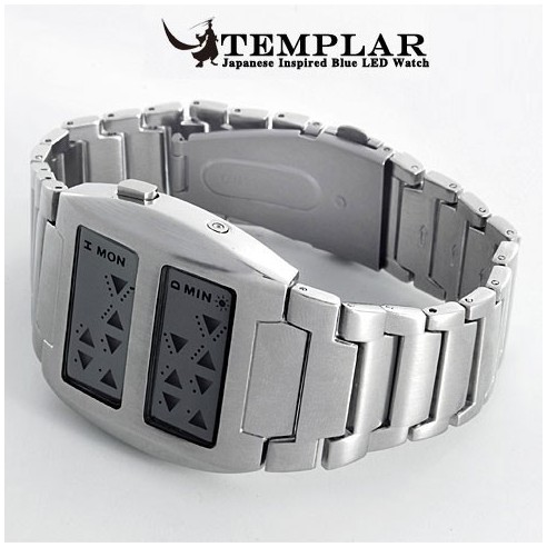 Reloj Led Azul Predator con Doble Pantalla Metálico
