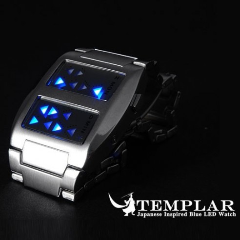 Reloj Led Azul Predator con Doble Pantalla Metálico