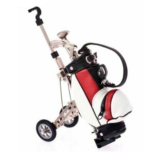 Carrito Golf Rojo con 3 Bolígrafos Colores en forma Palos