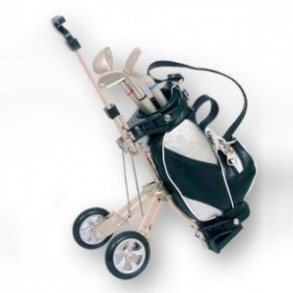 Carrito Golf Negro con 3 Bolígrafos Colores en forma Palos 2