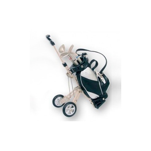 Carrito Golf Negro con 3 Bolígrafos Colores en forma Palos