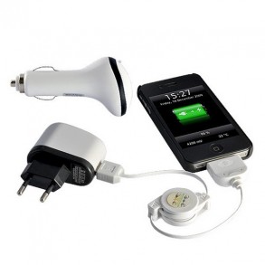 Cargador y Adaptador USB 3 en 1 para iPhone, iPod, iPad
