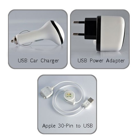 Cargador y Adaptador USB 3 en 1 para iPhone, iPod, iPad