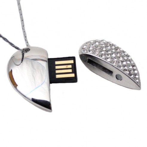 Colgante Joya USB 8GB Corazón Partido