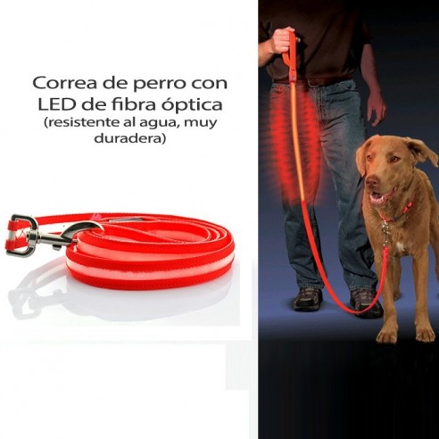 Correa de Perro Fibra Óptica LED Resistente al Agua