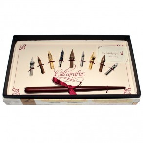 Conjunto de Escritura con Pluma de Madera y 9 Plumillas