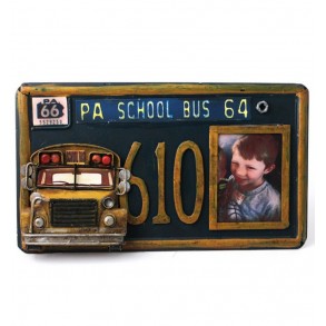 Portafotos Matrícula Autobús Escolar Metal Envejecido 2