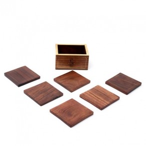 Set 6 Posavasos Cuadrados de Madera Marina y Latón 2