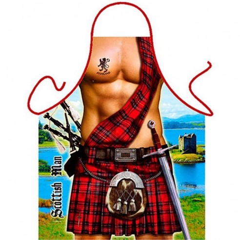 Delantal Sexy Hombre Vestido Falda Escocesa