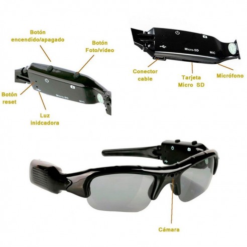 Gafas de Sol Espía con Cámara para Vídeo y Fotos