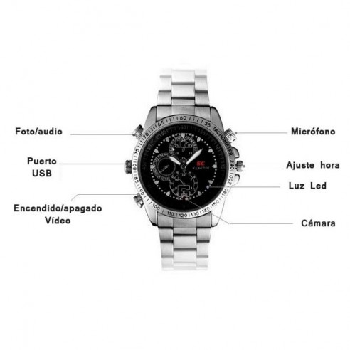 Reloj Espía Acero Resistente Agua 8GB
