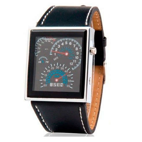 Reloj Led Velocimetro Pulsera Cuero