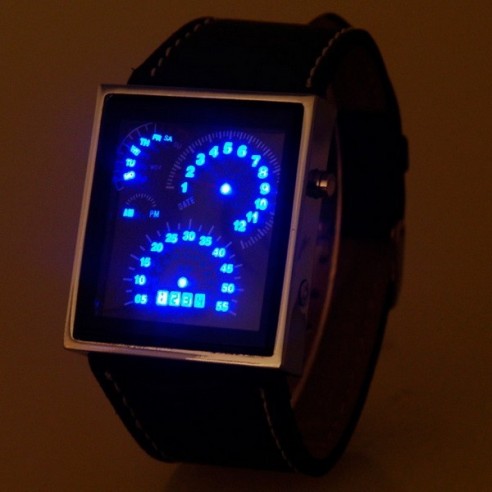 Reloj Led Velocimetro Pulsera Cuero