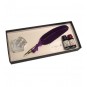 Conjunto Escritura Pluma de Ave Reposa Pluma Cristal y 2 Tinteros