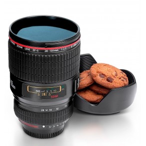 Taza Objetivo Cámara y Bandeja Galletas