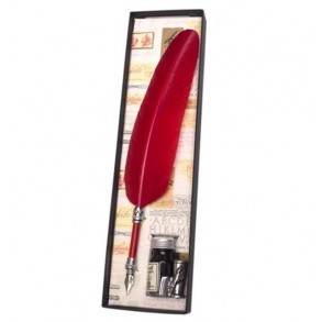 Conjunto Escritura Pluma Ave y Tintero con Reposa Pluma