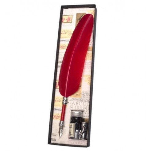 Conjunto Escritura Pluma Ave y Tintero con Reposa Pluma