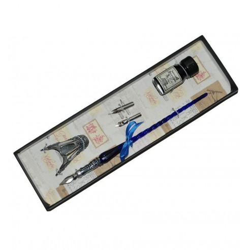 Conjunto Caligrafía con Pluma Cristal de Murano, Soporte y Tintero