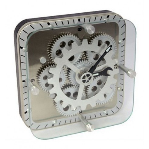 Reloj Sobremesa Engranajes Cuadrado