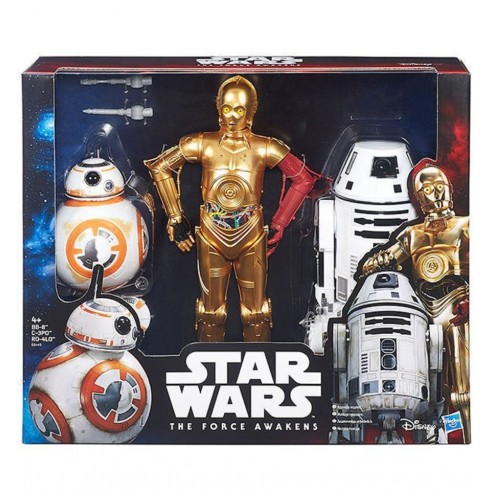 Pack 3 Figuras Droides BB-8, C-3PO, RO-4LO